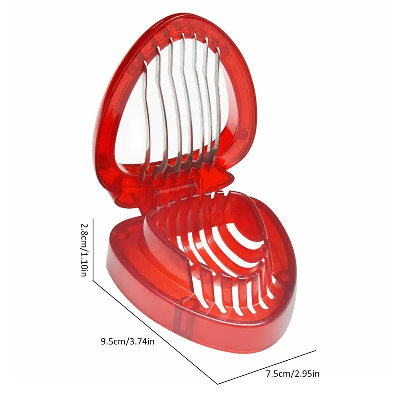 Red Strawberry Slicer Plastic Fruit Carving Tools Salad Cutter Berry